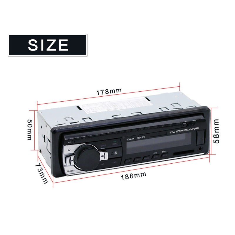 Generic - JSD-520 Bluetooth Car Audio Player Silver - Image 1