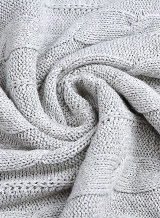 Knitted Blanket cotton Grey 37x34x8cm - Image 4