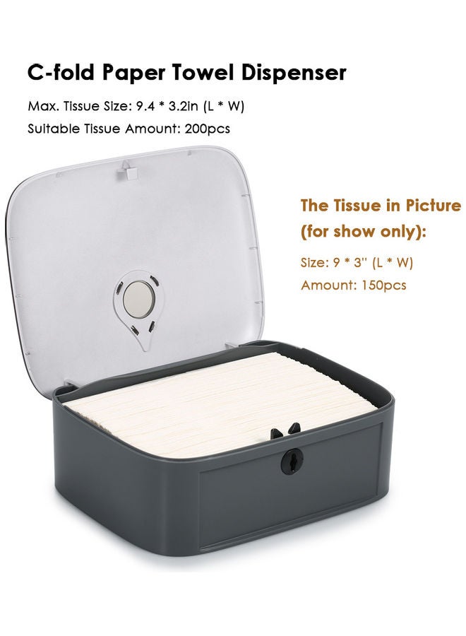 CHUANGDIAN - Wall Mounted C-Fold Toilet Paper Tissue Dispenser Grey 26.7*10.2*21.3cm - Image 1