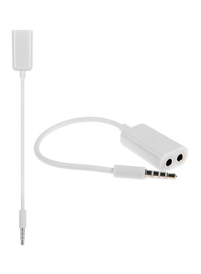 1-Male To 2-Female 3.5mm Audio Splitter White  - Image 3