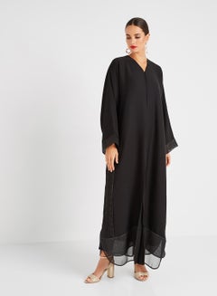 حياة عباية بجوانب مطرّزة أسود  - Image 1