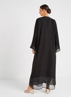 حياة عباية بجوانب مطرّزة أسود  - Image 2