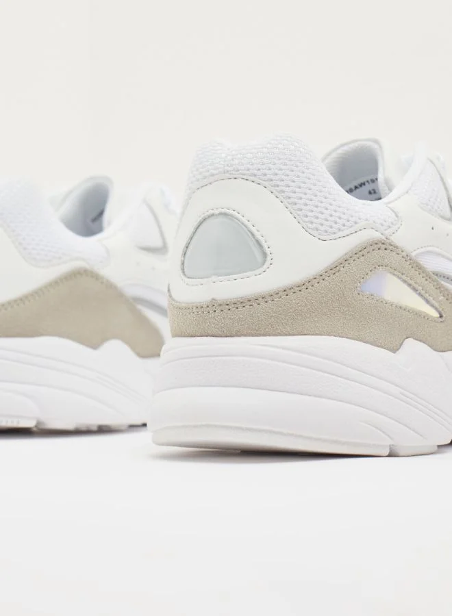shoexpress Textured Lace-Up Trainers White/Beige