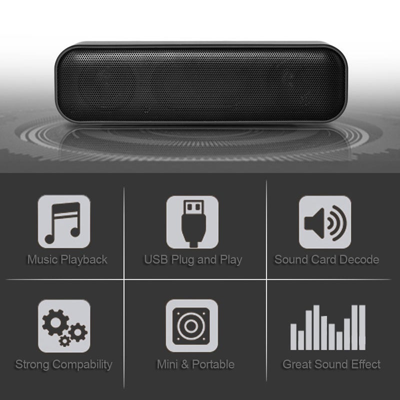 Generic - USB Powered Soundbar Speaker Black - Image 1