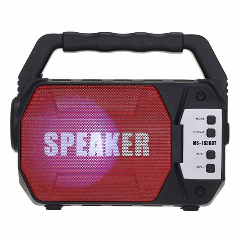 MS-1636BT LED Light Super Bass Wireless Bluetooth Speaker Black/Red