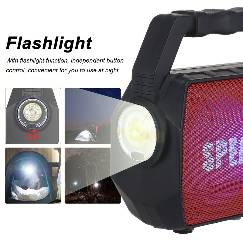Generic - MS-1636BT LED Light Super Bass Wireless Bluetooth Speaker Black/Red - Image 1