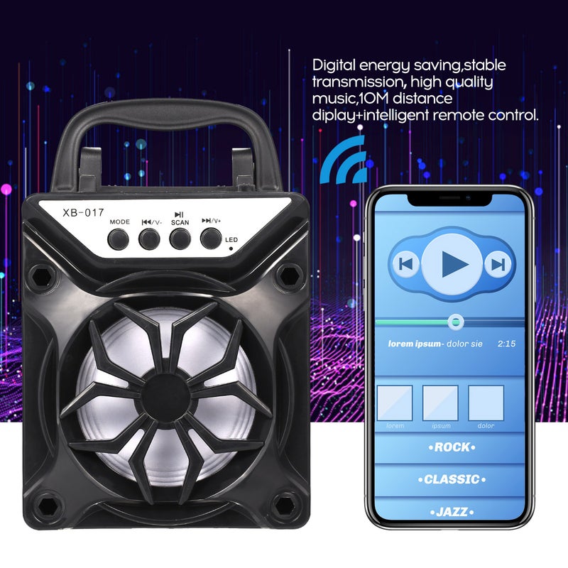 Portable Support TF Card Square Bluetooth Speaker Black/Silver - Image 2