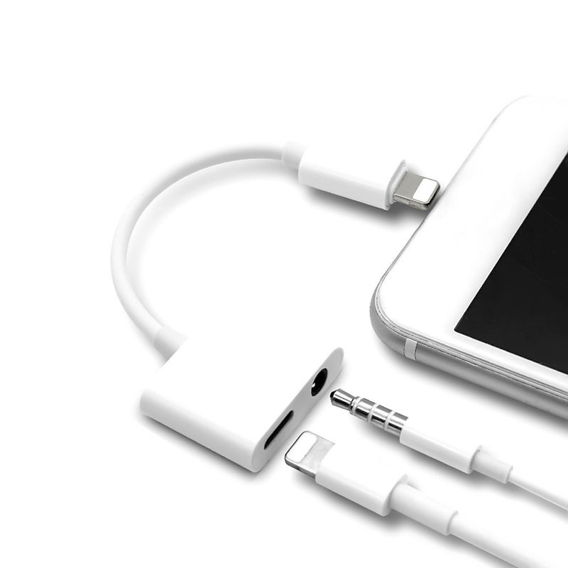 Generic - Lightning to 3.5mm Audio Adapter Charging Cable White - Image 1