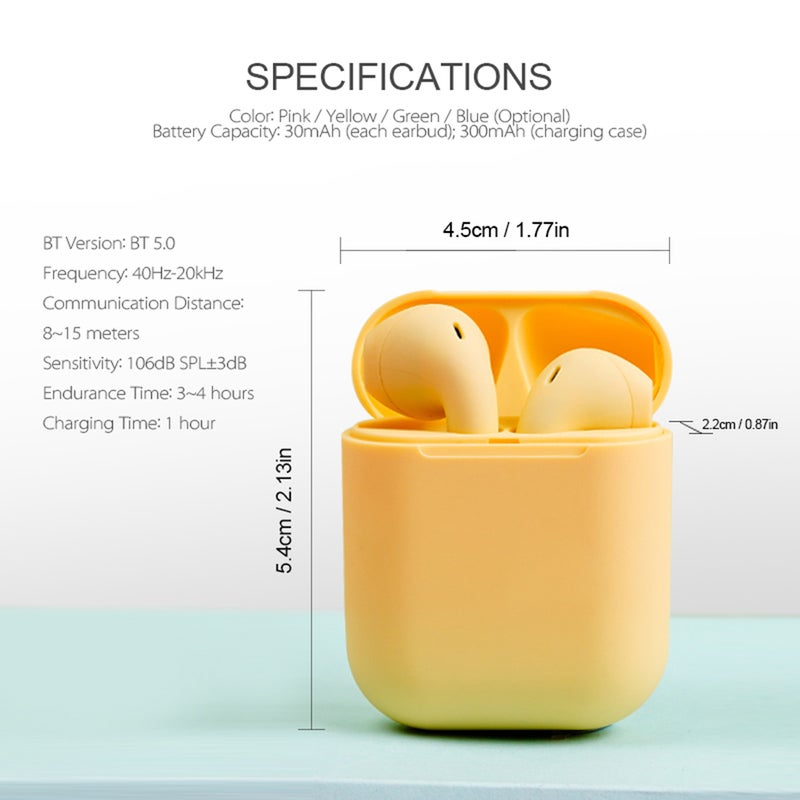 Generic - InPods 12 True Sports TWS Wireless Headset Yellow - Image 1