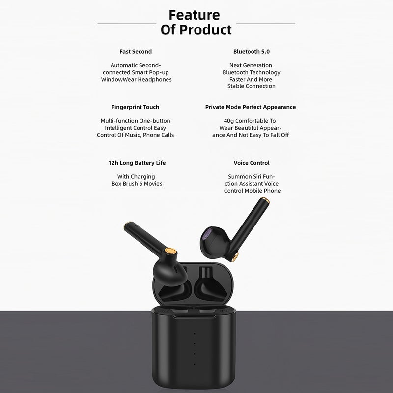 Generic - HD-S16 TWS Wireless BT Headset Sports Earphones Black - Image 1