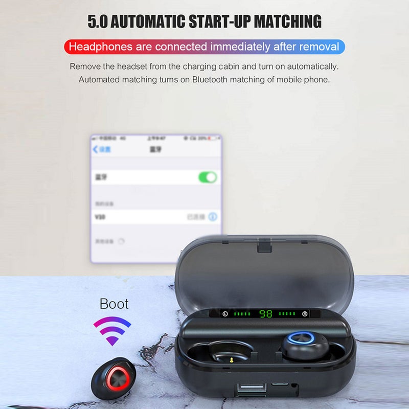 Generic - V10 TWS BT 5.0 Wireless Earphones Black - Image 1