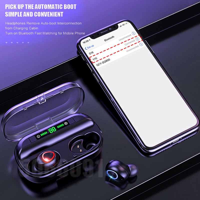 Generic - V10 TWS BT 5.0 Wireless Earphones Black - Image 1