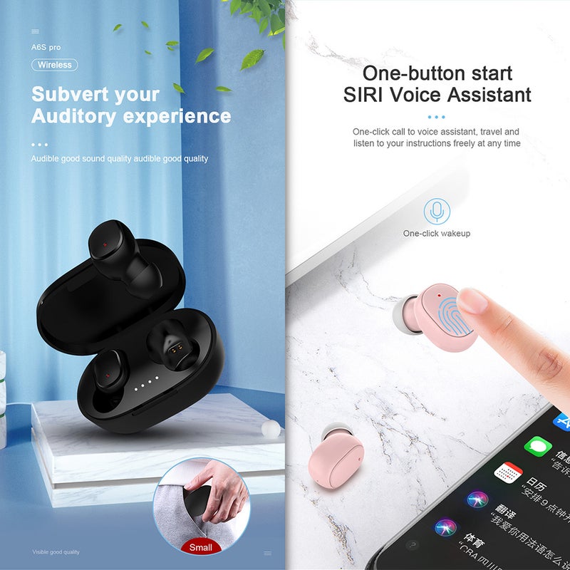 Generic - A6S Pro TWS Wireless Headphones Earphones Auto Pairing Blue - Image 1
