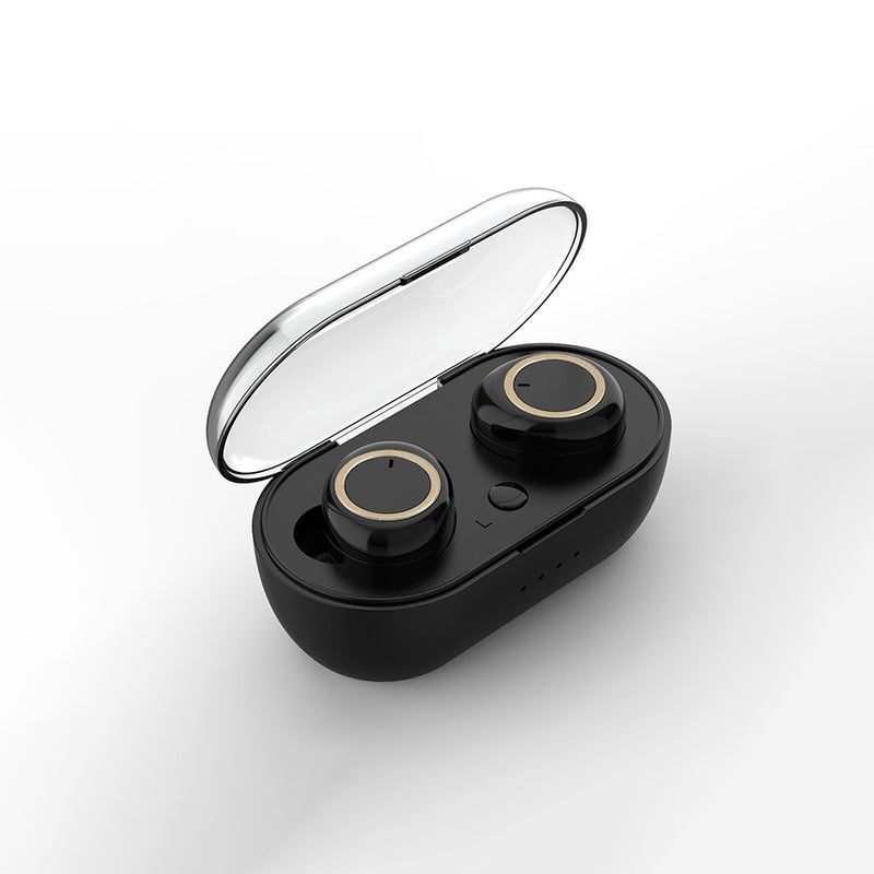 TWS Wireless Earphones Chargeable Headsets Black/Gold  - Image 1