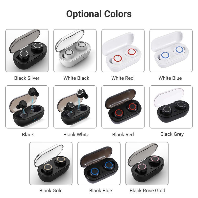 TWS Wireless Earphones Chargeable Headsets Black/Gold  - Image 4