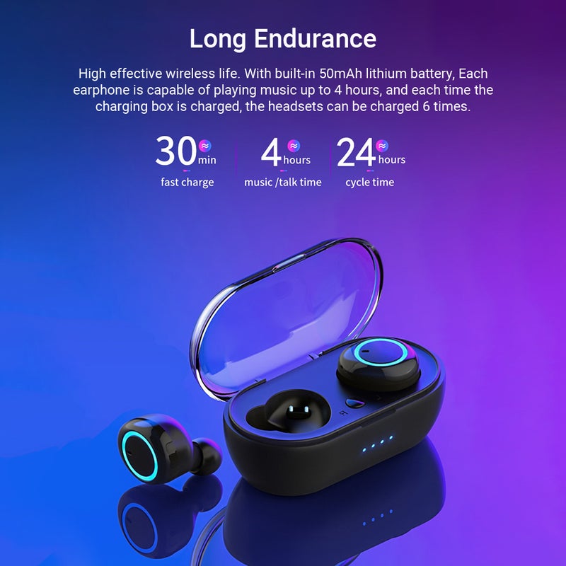 TWS Wireless Earphones Chargeable Headsets Black/White  - Image 4