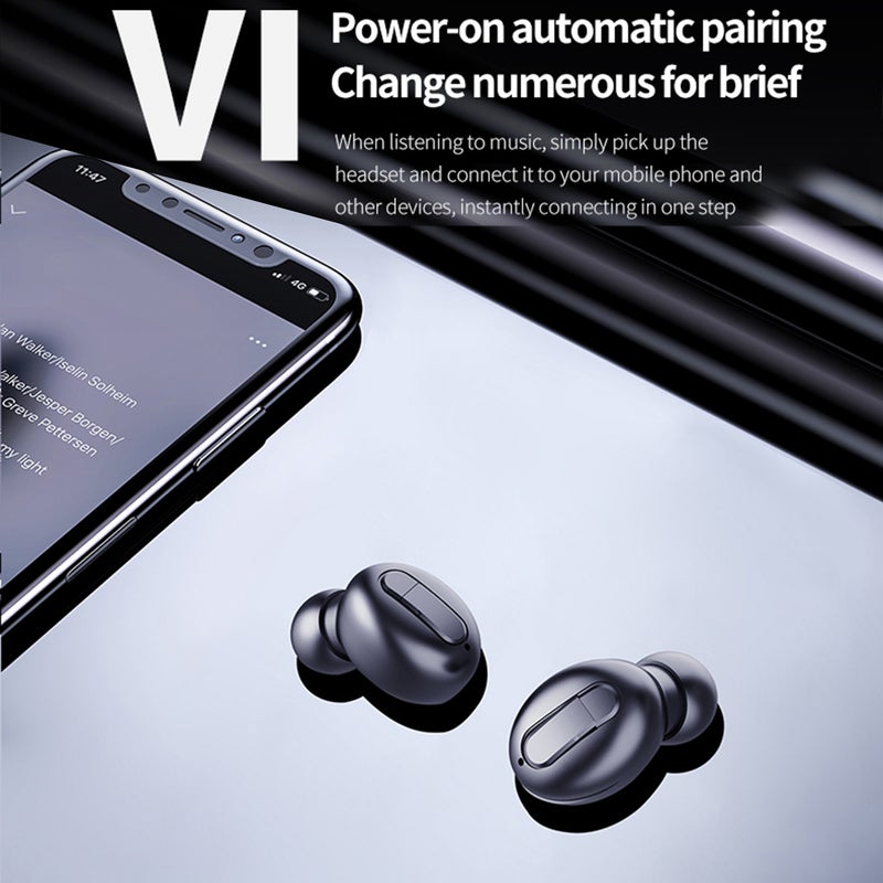 Generic - Wireless Bluetooth Earphones With Microphone And Charging Case Black - Image 1