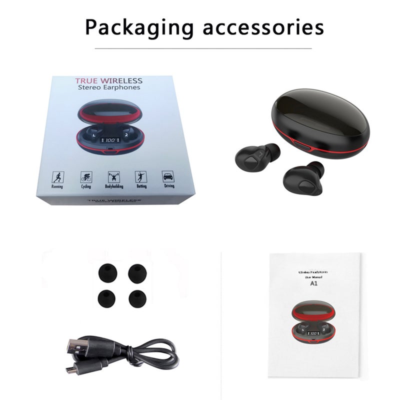 Generic - Wireless Bluetooth Earphone With Microphone Black - Image 1