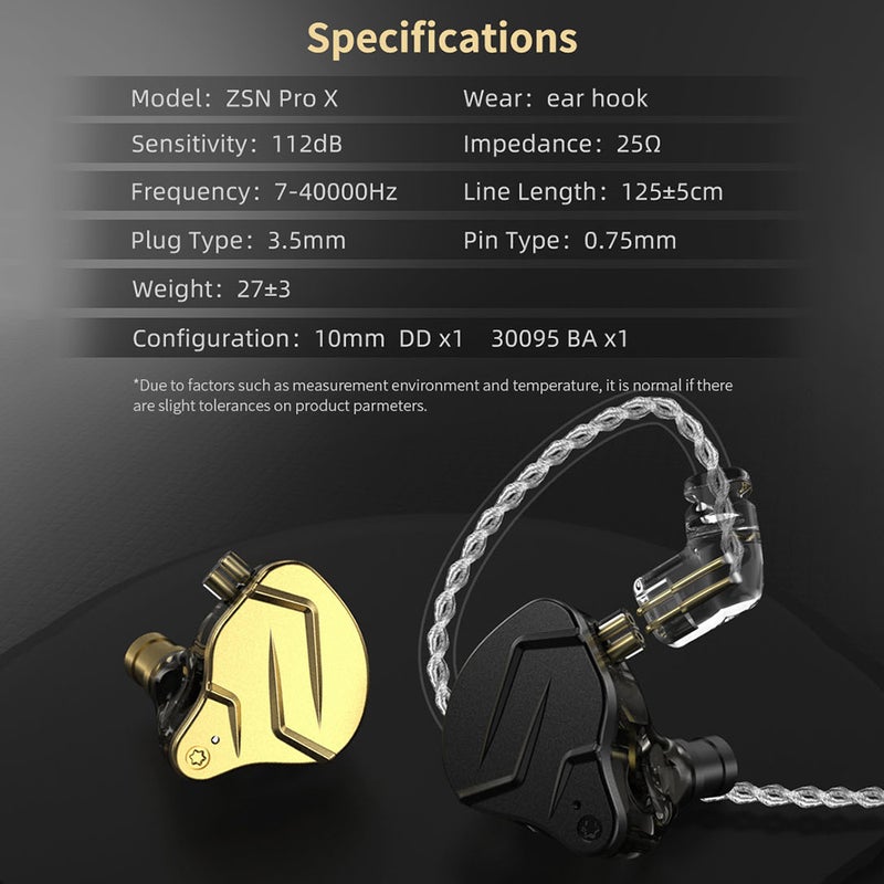 KZ - ZSN PRO X Wired In-Ear Earphones Black - Image 1