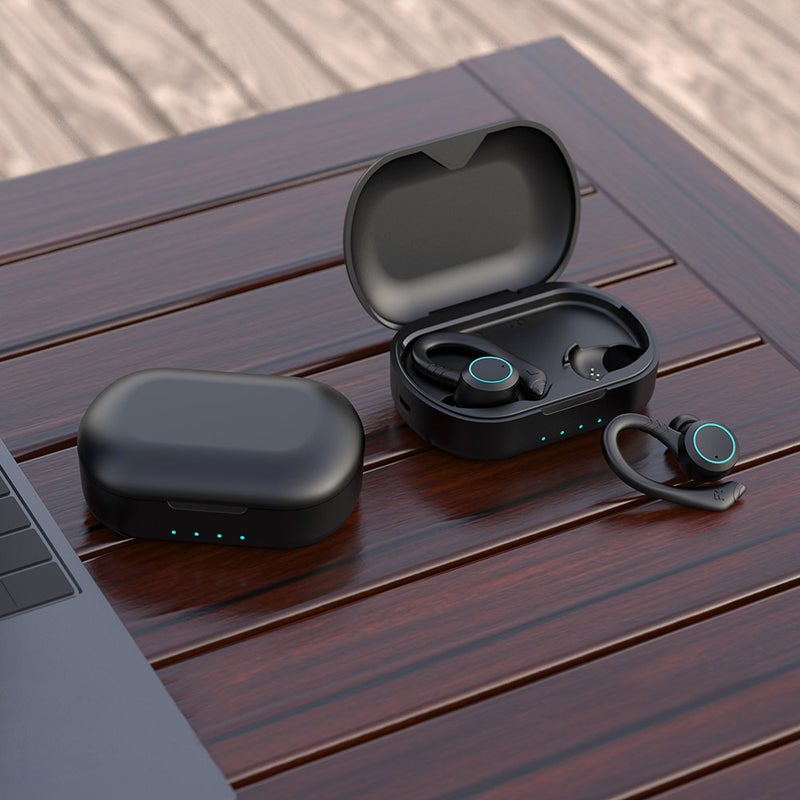Generic - TWS Bluetooth Wireless Earbuds With Ear-Hook Black - Image 1