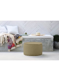 Linen Round Pouf Beige 60x40cm - v1602847266/N39445267A_2