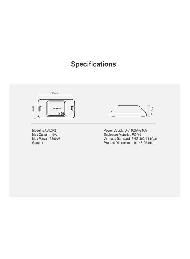 SONOFF - BASICR3 WIFI DIY Smart Switch With Timer Internet APP Voice LAN Control DIY Mode Compatible With Amazon Alexa Google Home Nest White 9.50X3.00X4.50cm - Image 1