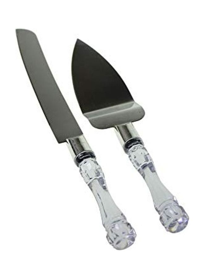Syga - Stainless Steel Cake Knife and Server Set with Acrylic Handle Slicer Cutter Pizza Shovel Knife Pie Server Hand Tool with Cutting Knife Decorating Tools Set of 2 Multicolour - Image 1