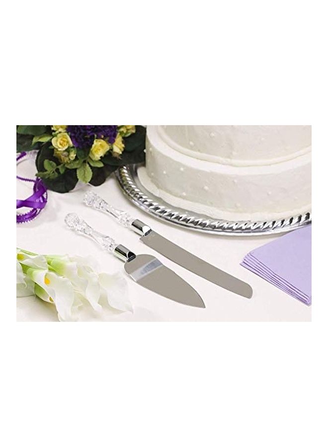 Syga - Stainless Steel Cake Knife and Server Set with Acrylic Handle Slicer Cutter Pizza Shovel Knife Pie Server Hand Tool with Cutting Knife Decorating Tools Set of 2 Multicolour - Image 1
