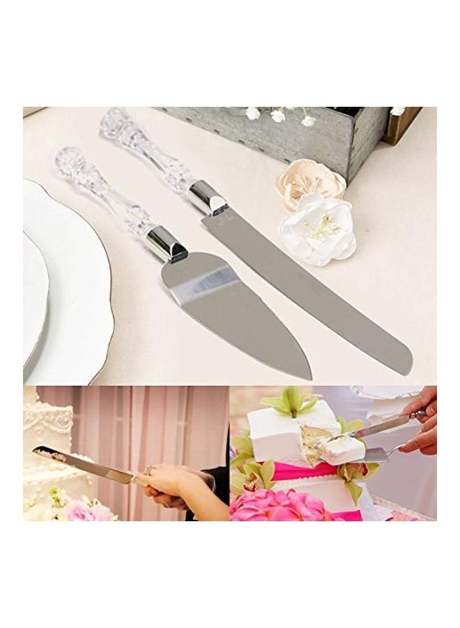 Syga - Stainless Steel Cake Knife and Server Set with Acrylic Handle Slicer Cutter Pizza Shovel Knife Pie Server Hand Tool with Cutting Knife Decorating Tools Set of 2 Multicolour - Image 1
