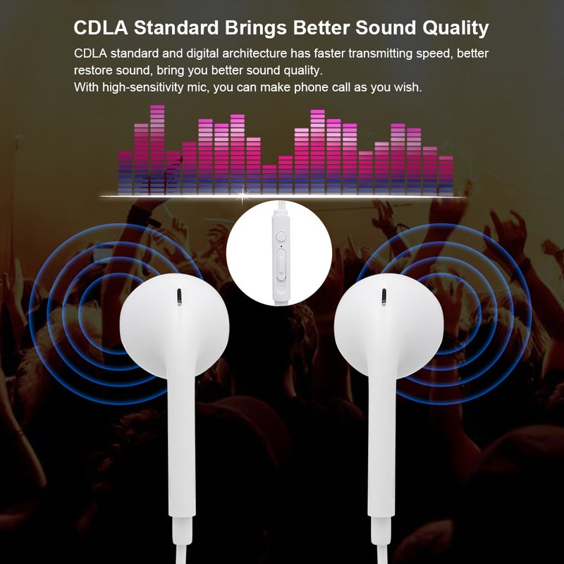 Type-C Line Control Earphone With Mic Black