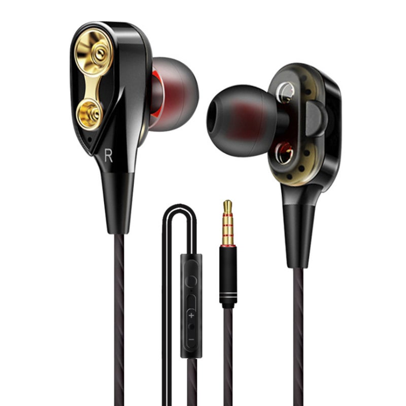 Dual-Dynamic Quad-Core In-Ear Sport Earphone Black  - Image 1