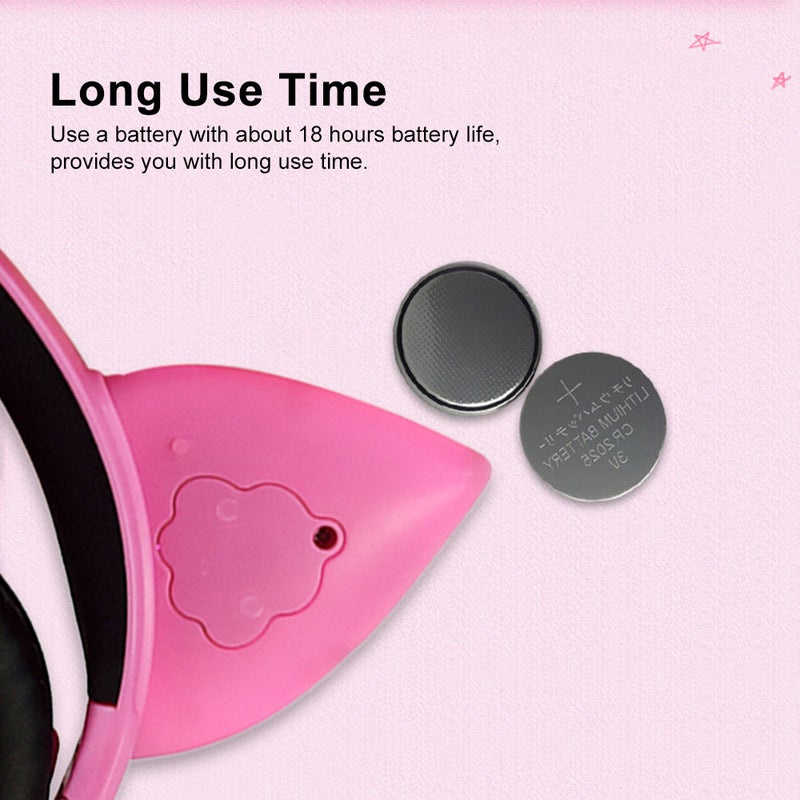Generic LX-X109 Foldable Wired Fox Ear Headphones Pink  - Image 3