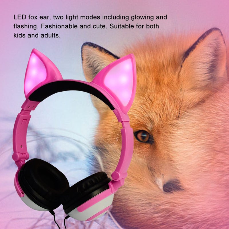 Generic LX-X109 Foldable Wired Fox Ear Headphones Pink  - Image 4