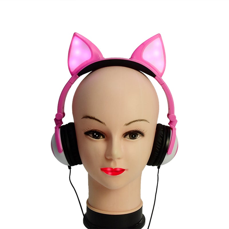 Generic LX-X109 Foldable Wired Fox Ear Headphones Pink  - Image 5