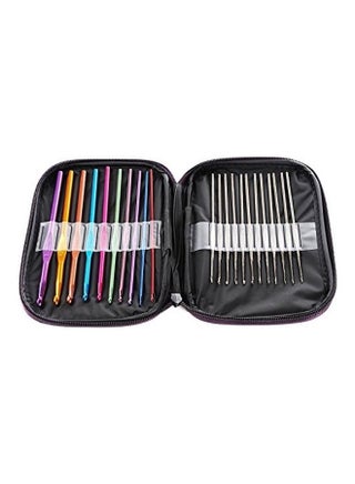 Aluminium Crochet Hooks Knitting Needles Set With Case (Multicolour) - 22 Pieces Multicolour - v1602853638/N39844079A_1