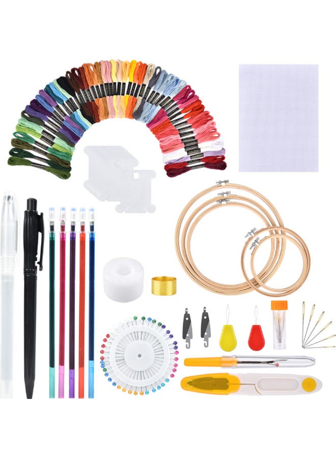 Beauenty 50-Colours Thread Hoops Diy Sewing Kit Red/Yellow/Green - Image 5