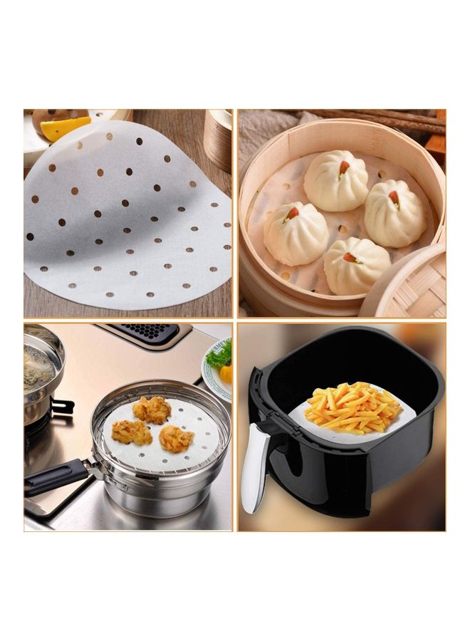SKY-TOUCH - 200 Pcs Air Fryer Liner, Round Non-Stick Steamer Mat, Premium Parchment Paper for Baking, Oven, Air Fryer, Bamboo Steamer - 7 inches White Multicolour 7inch - Image 1