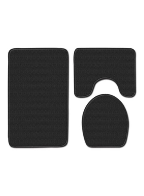 3-Piece Bath Mat Accessory Set black 75x45cm