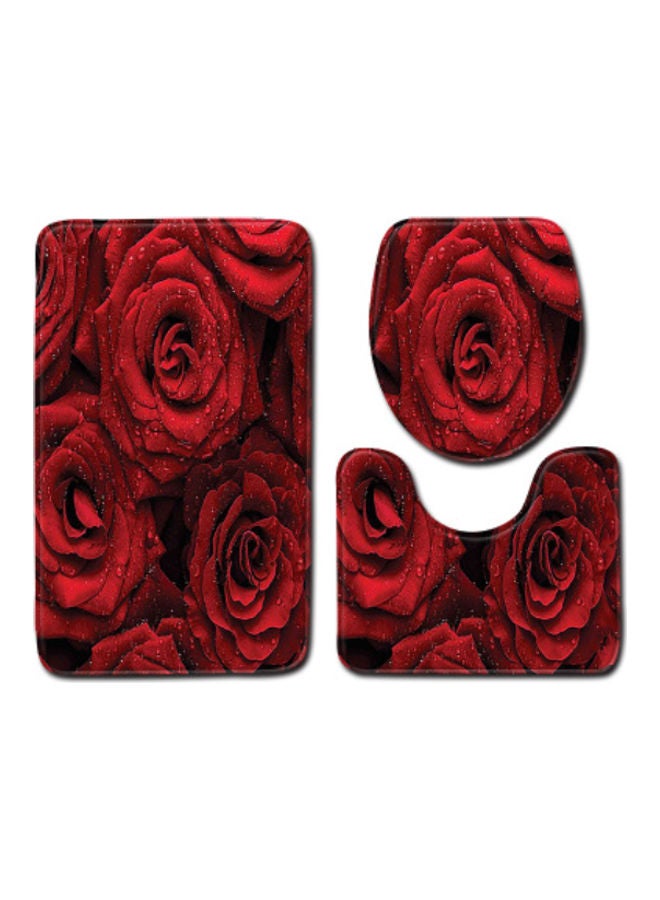 Beauenty 3-Piece Bath Mat Accessory Set red 75x45cm
