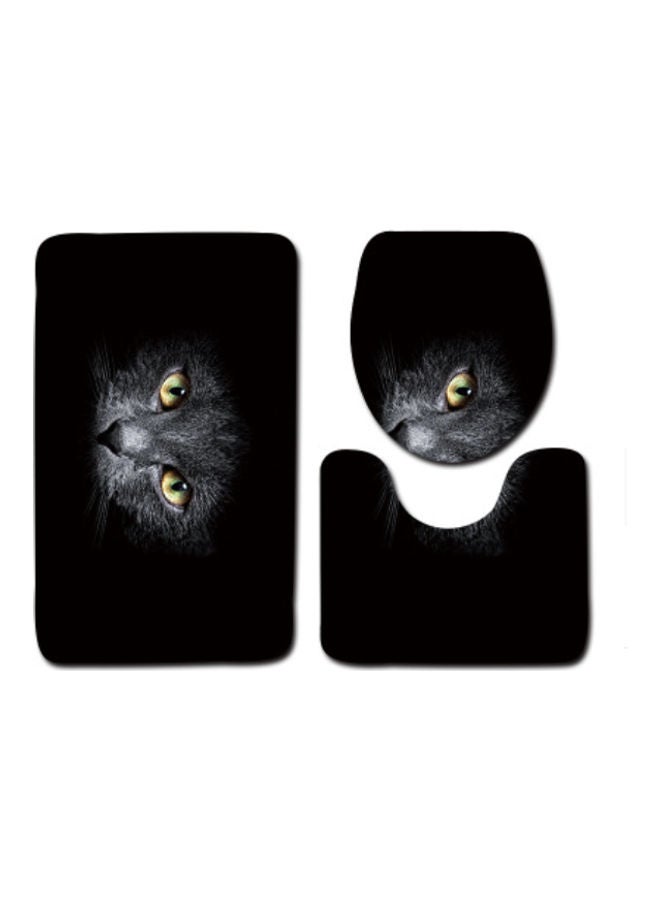 Beauenty 3-Piece Bath Mat Accessory Set black 75x45cm