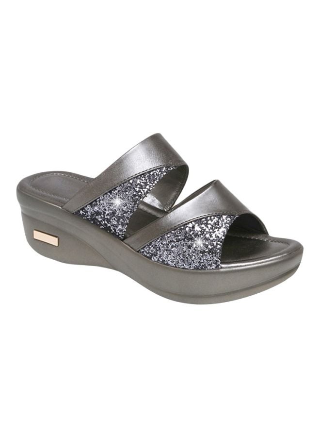 Sequins Detailed Casual Sandals Grey  - Image 1