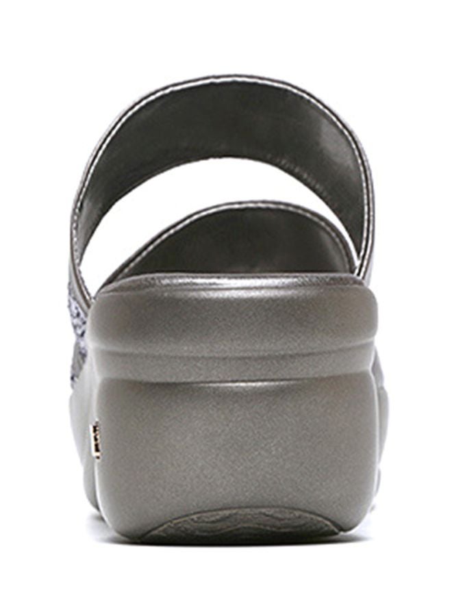Sequins Detailed Casual Sandals Grey  - Image 2