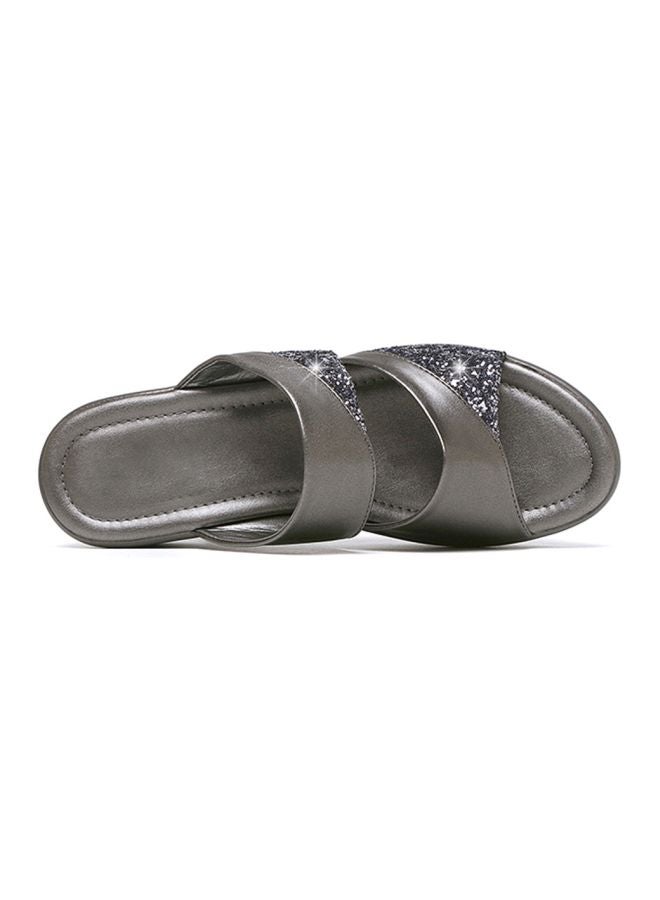 Sequins Detailed Casual Sandals Grey  - Image 4