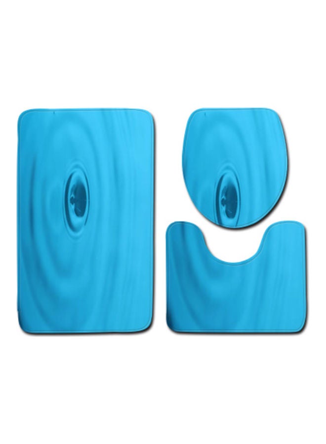 Beauenty 3-Piece Bath Mat Accessory Set blue 75x45cm
