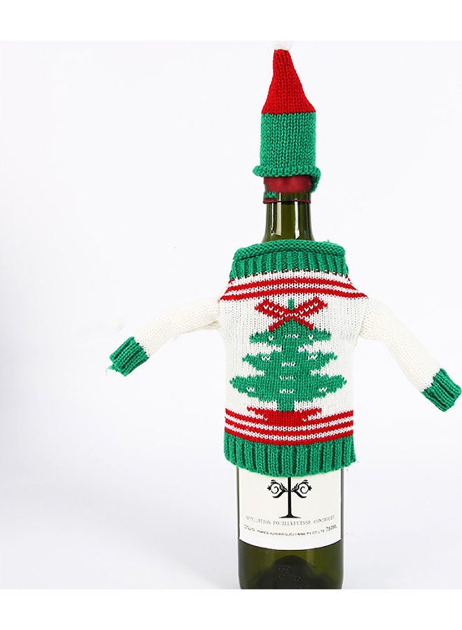 Beauenty Knitted Wine Bottle Cover Green/Red/White 11X16cm  - Image 1