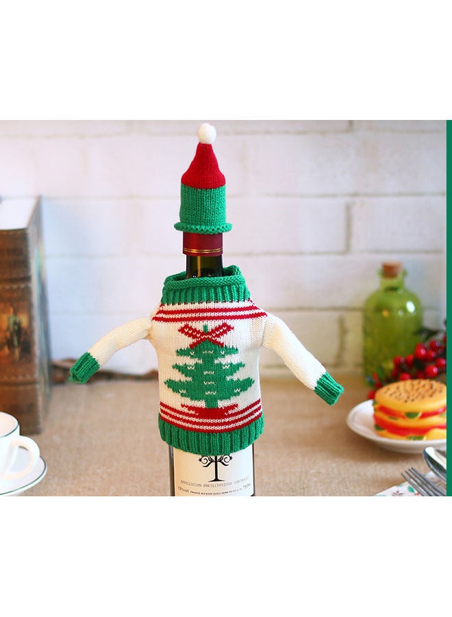 Beauenty Knitted Wine Bottle Cover Green/Red/White 11X16cm  - Image 3
