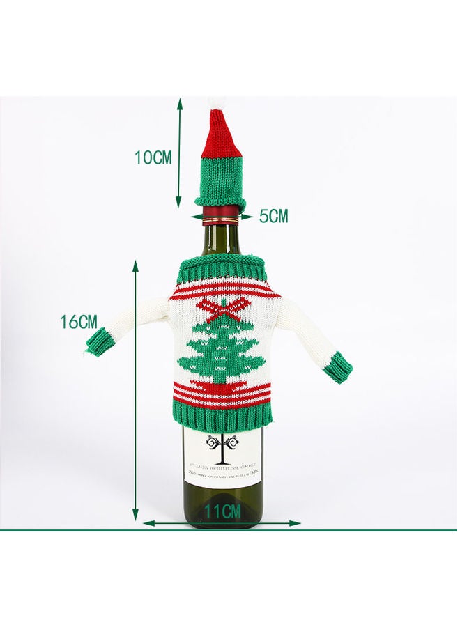 Beauenty Knitted Wine Bottle Cover Green/Red/White 11X16cm  - Image 2
