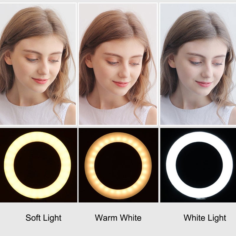 260mm USB Interface Dimmable LED Photography Ring Light Black/White - Image 3