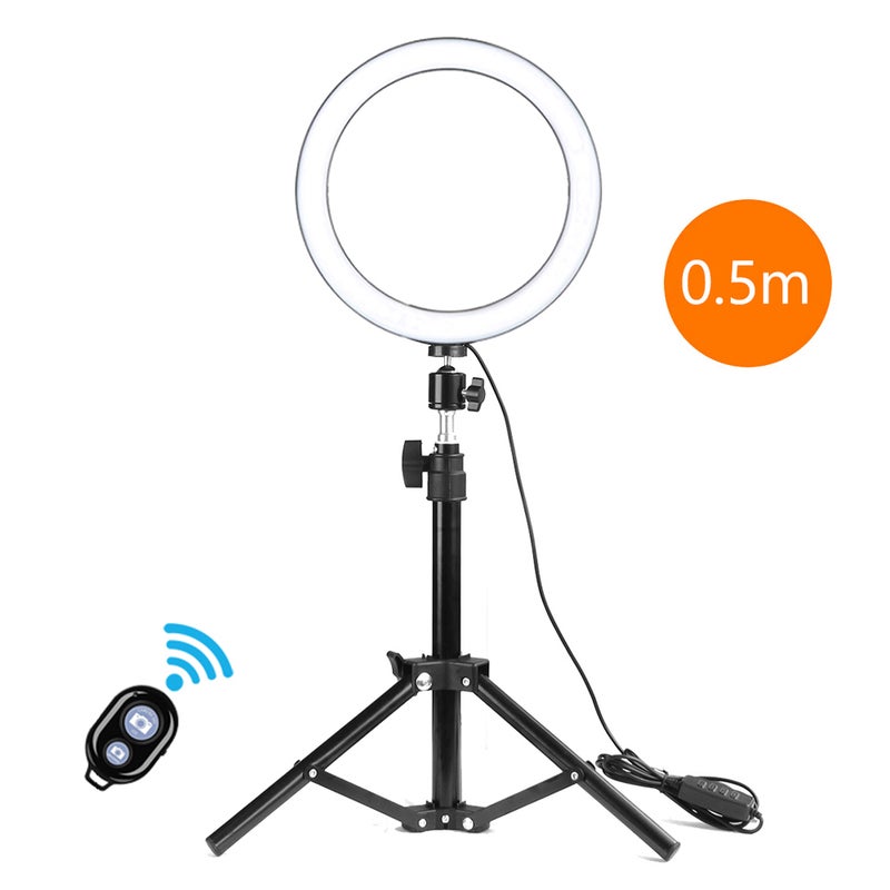 260mm USB Interface Dimmable LED Photography Ring Light Black/White - Image 1