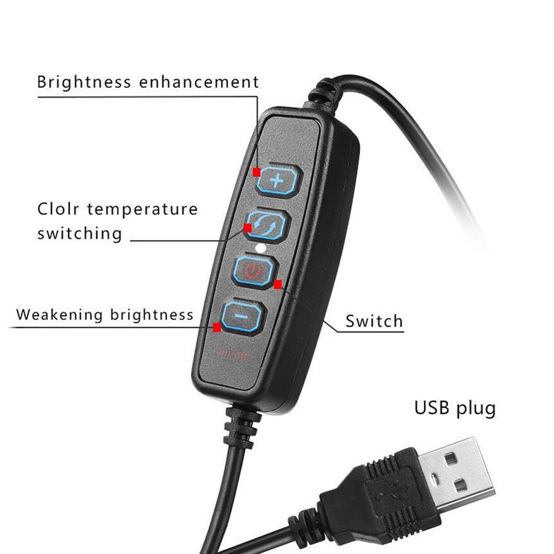 260mm USB Interface Dimmable LED Photography Ring Light Black/White - Image 4